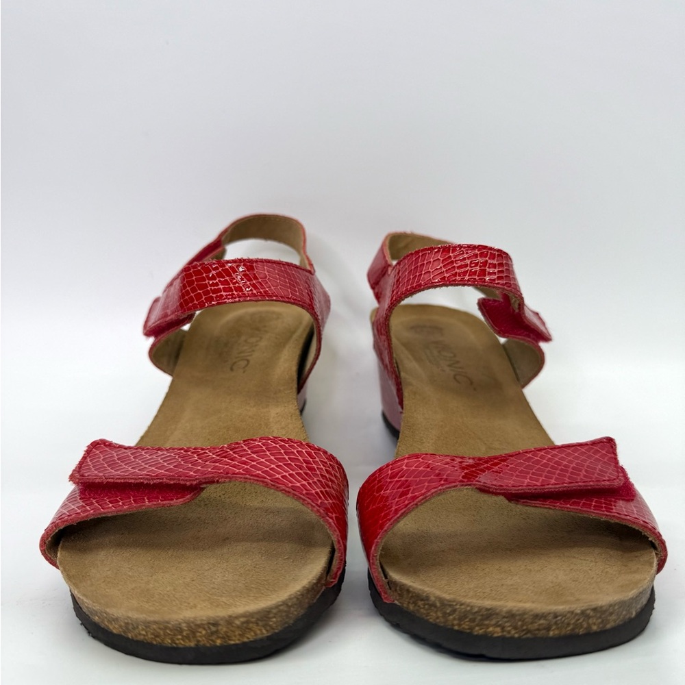 Vionic Natasia Wedge Heel Sandals Red Patent Leather 8 - Picture 5 of 11